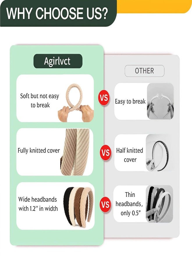 Agirlvct Headbands for Women, 4 PCS Wide & Thick Knitted Hair Band, Cute Fashion Non Slip Hairband,Comfortable Fabric Hair Accessories for Girls Washing Face Makeup Create A High Cranial Crest ( Neutral ) - Image 4